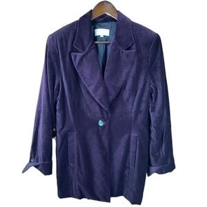 Brannan Studio Purple Velvet Blazer Ladies Size 10 Single Button Notched Lapel